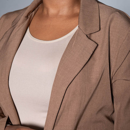 Brown Long Sleeve Suit Jacket