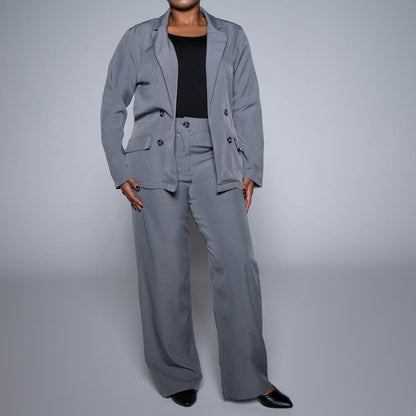 Grey Long Sleeve Suit Jacket