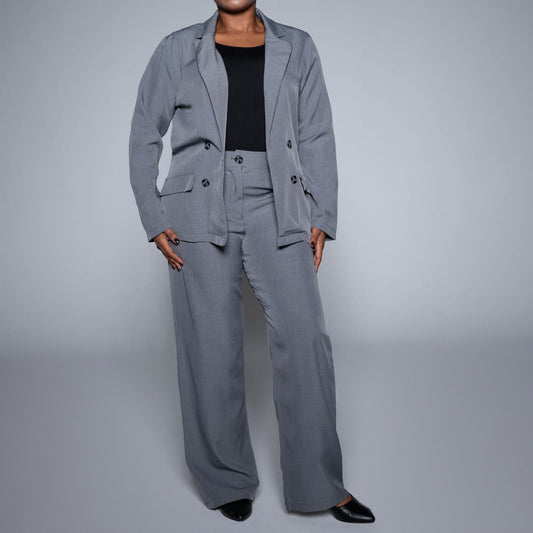 Grey Long Sleeve Suit Jacket