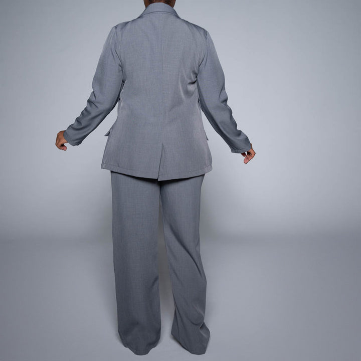 Grey Long Sleeve Suit Jacket