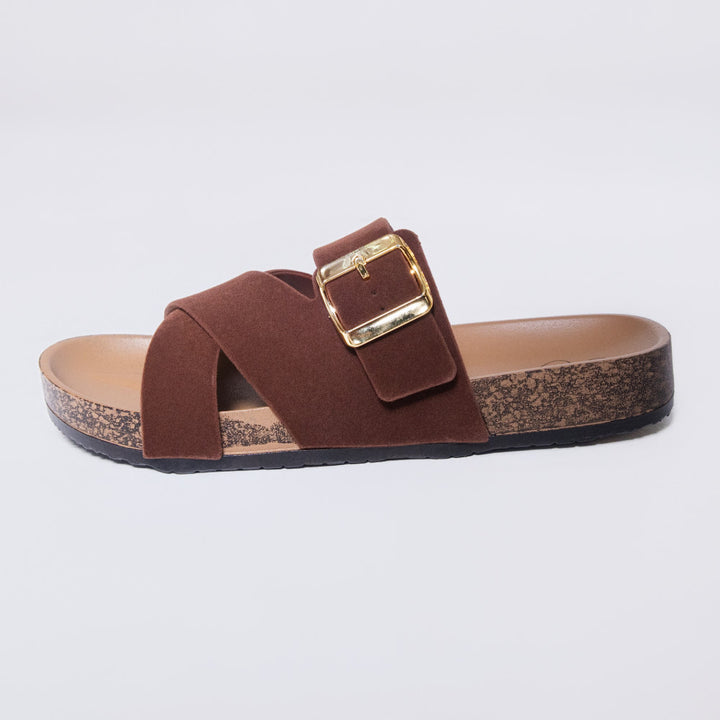 Ladies Choc Birkie Criss Cross Sandals