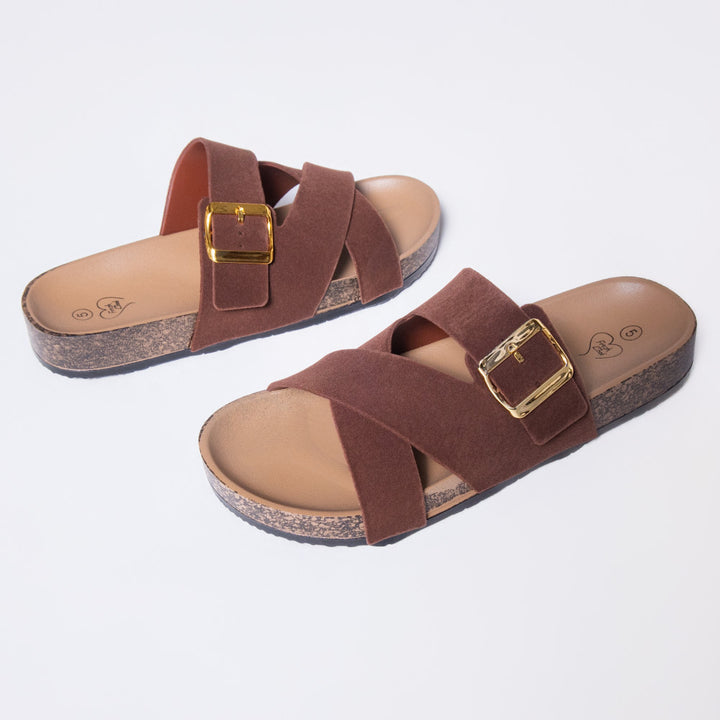 Ladies Choc Birkie Criss Cross Sandals