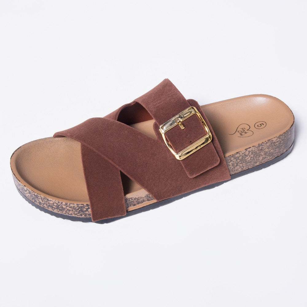 Ladies Choc Birkie Criss Cross Sandals