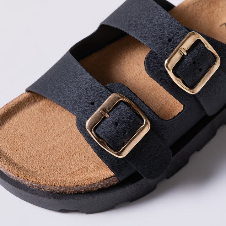 Black Chunky Double Buckle Slider