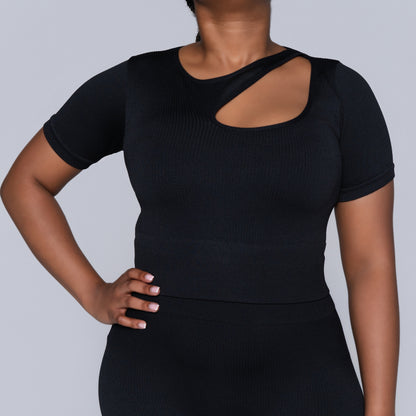 Black Active Wear Gym Top