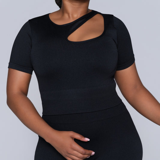 Black Active Wear Gym Top