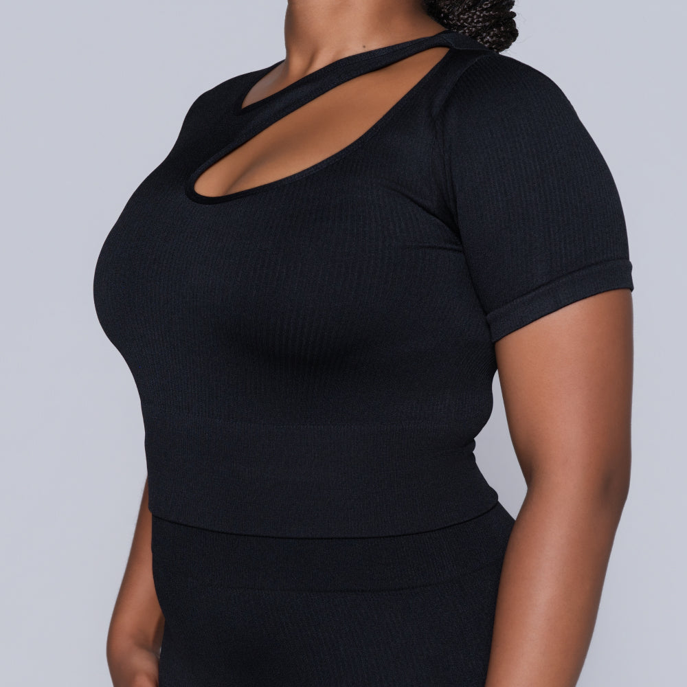 Black Active Wear Gym Top