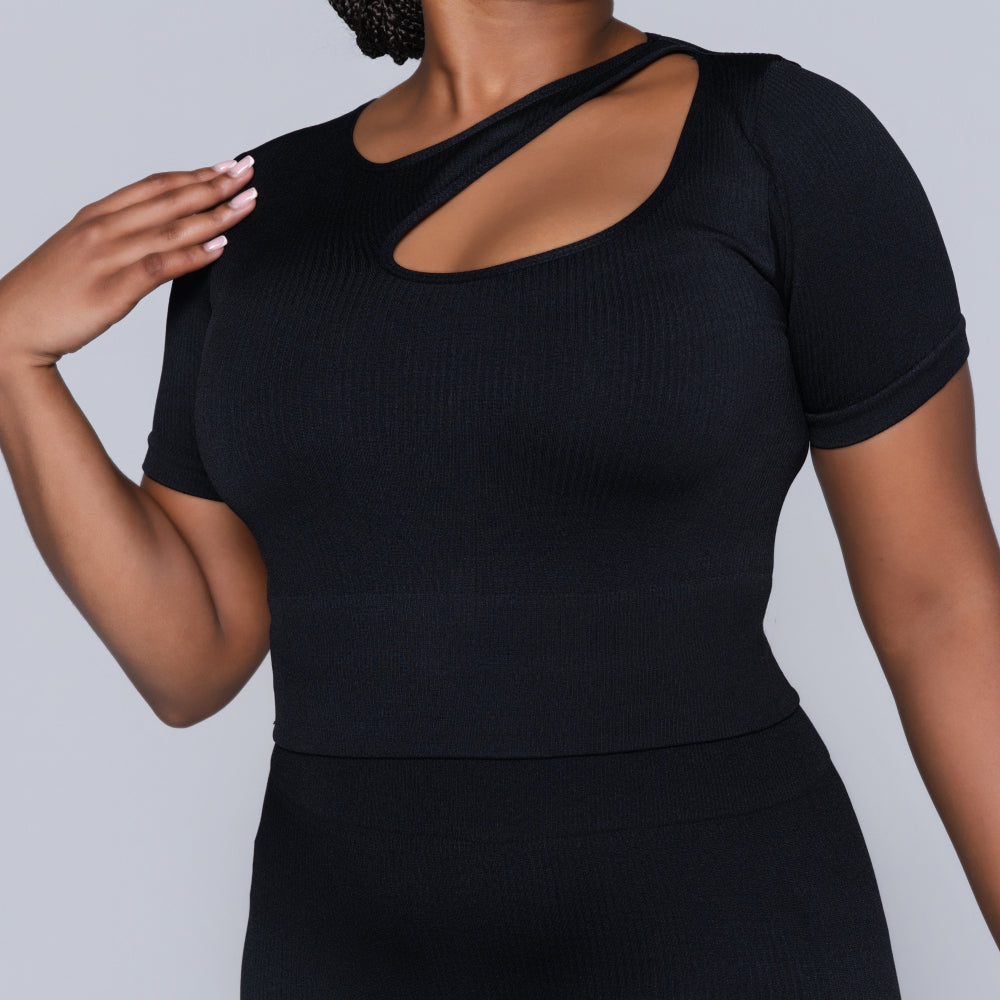 Black Active Wear Gym Top