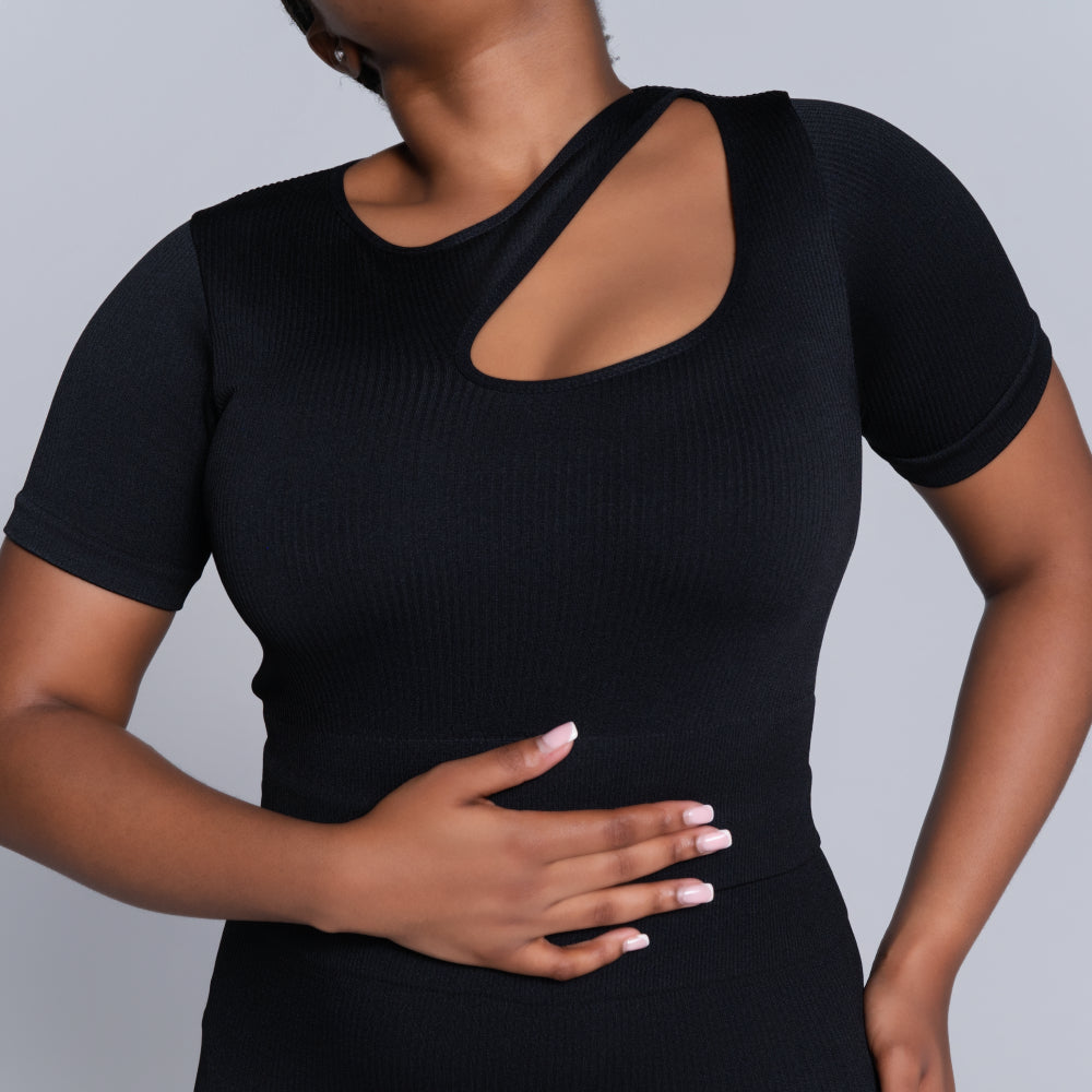 Black Active Wear Gym Top