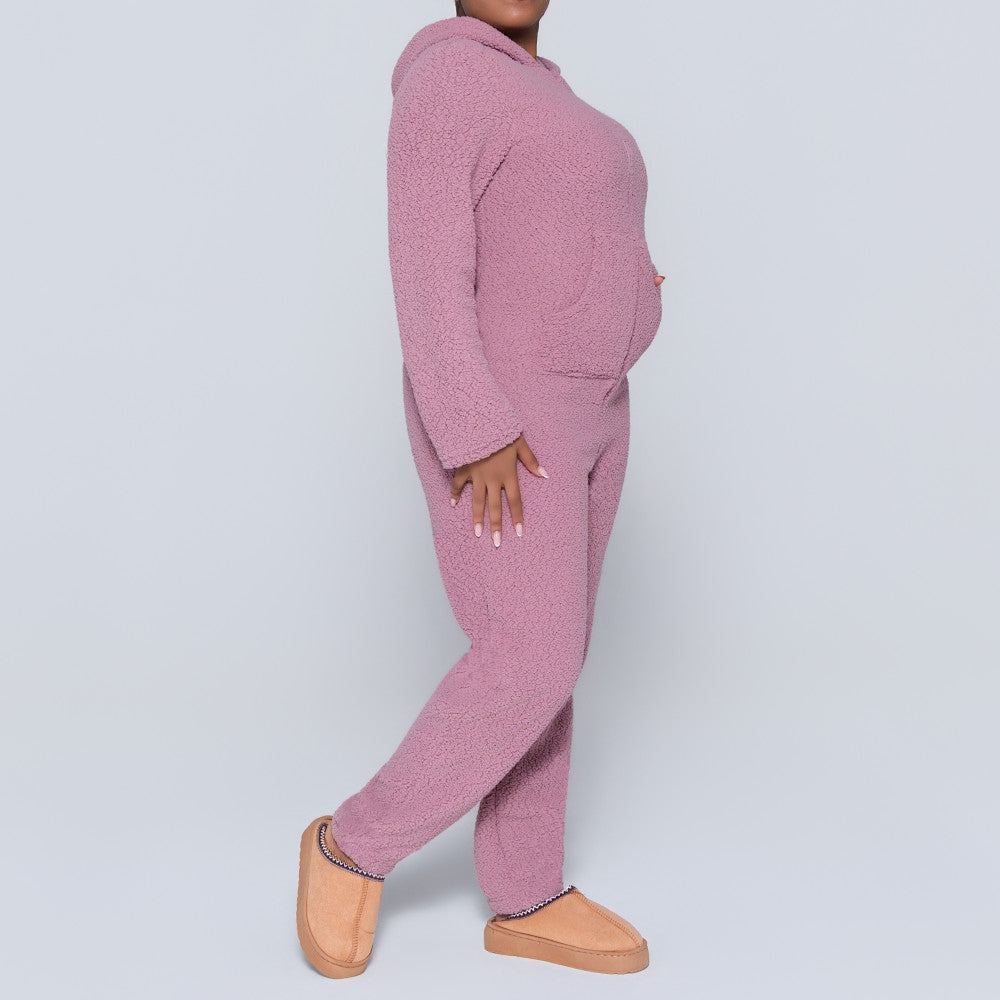 Mauve Coral Hooded Onesie