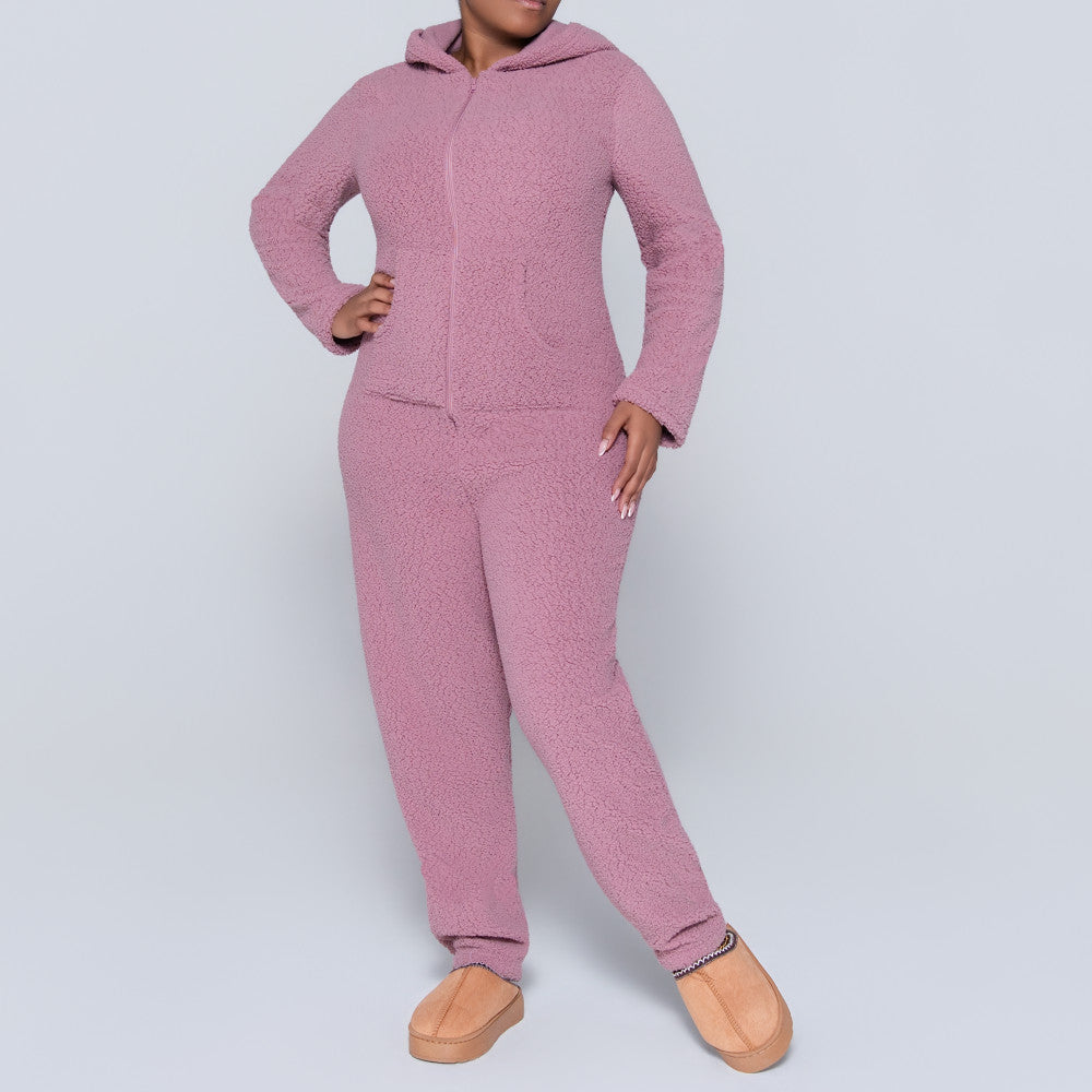 Mauve Coral Hooded Onesie