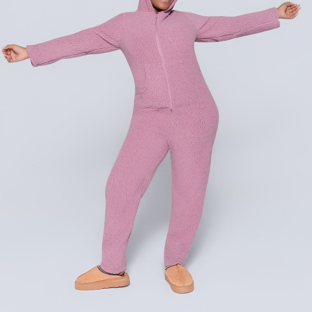 Mauve Coral Hooded Onesie