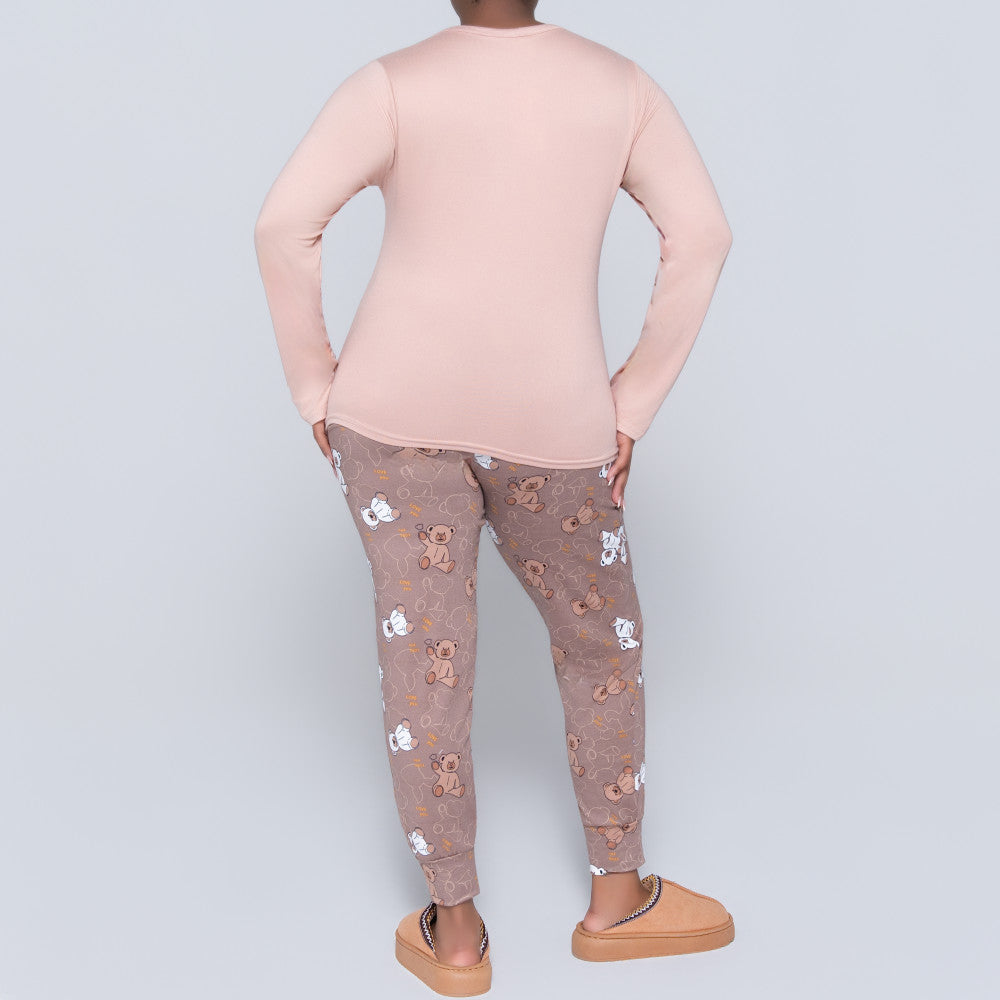Teddy Bear Print Brush Lycra Pyjamas