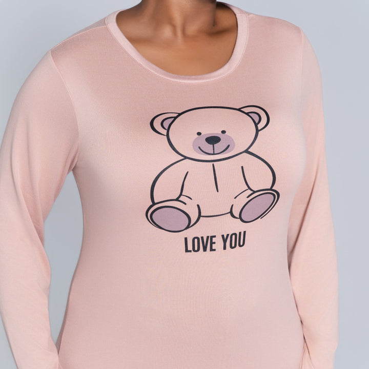 Teddy Bear Print Brush Lycra Pyjamas