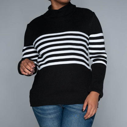 Black Stripe  Poloneck Jumper