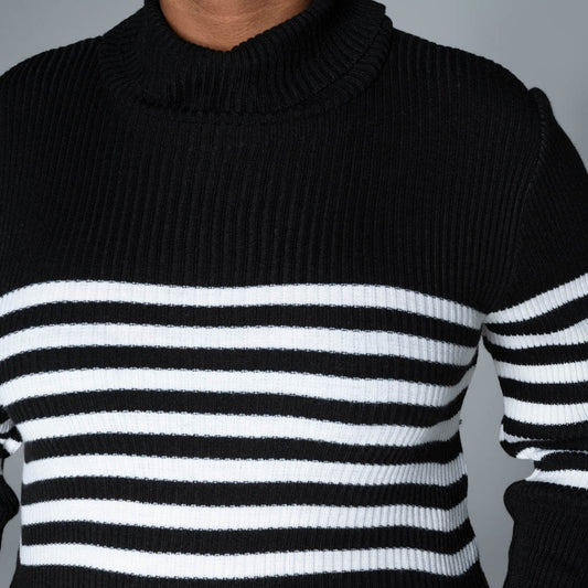 Black Stripe  Poloneck Jumper