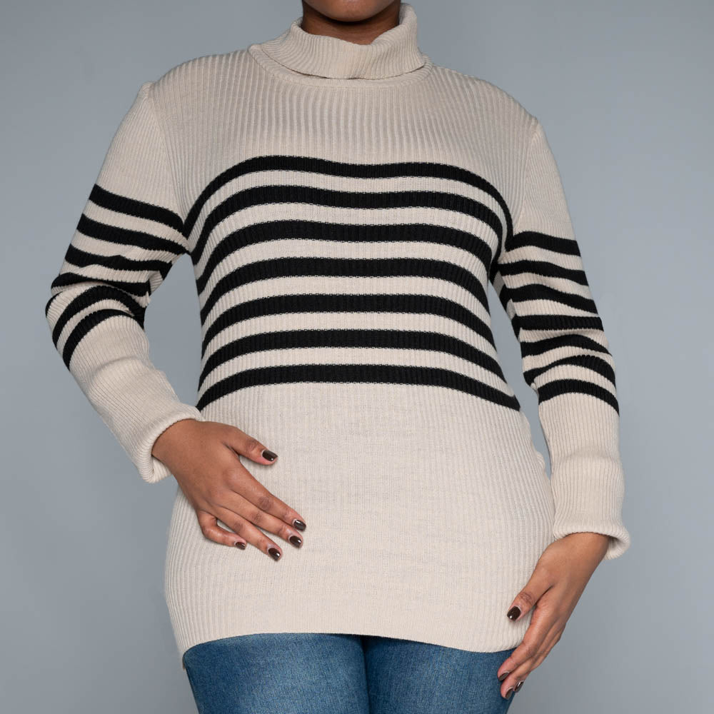 Stone Stripe  Poloneck Jumper