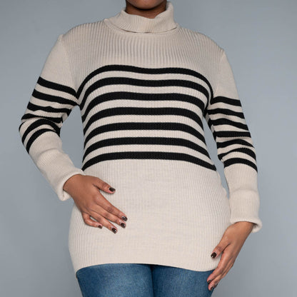 Stone Stripe  Poloneck Jumper