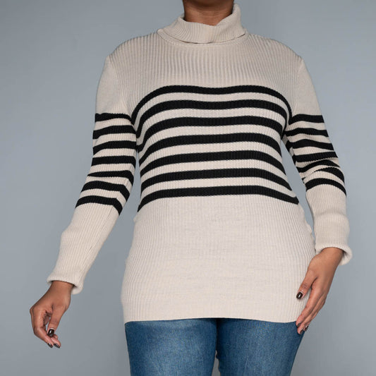Stone Stripe  Poloneck Jumper