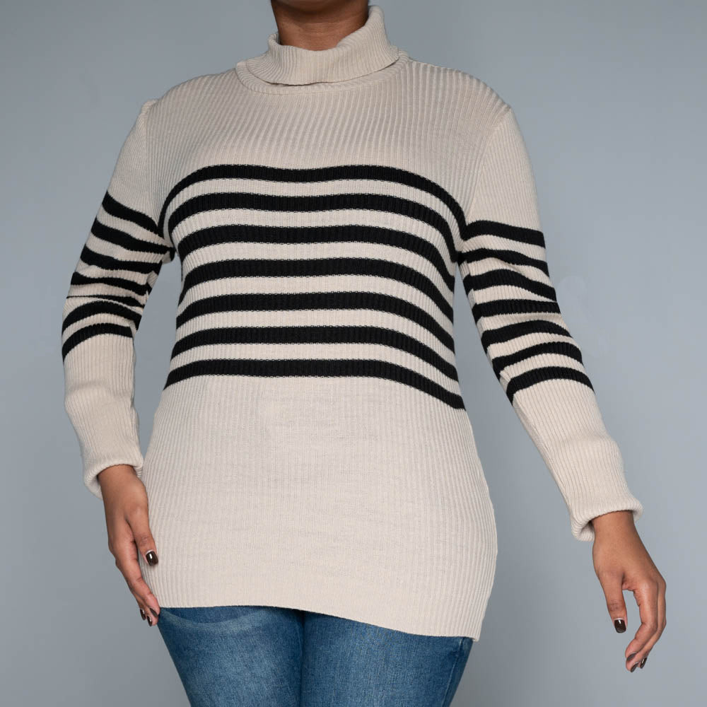 Stone Stripe  Poloneck Jumper