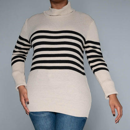 Stone Stripe  Poloneck Jumper