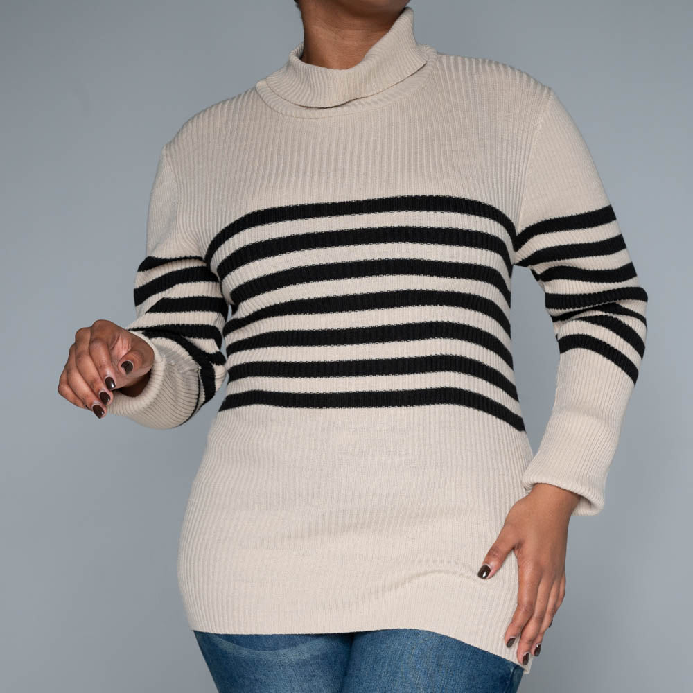 Stone Stripe  Poloneck Jumper
