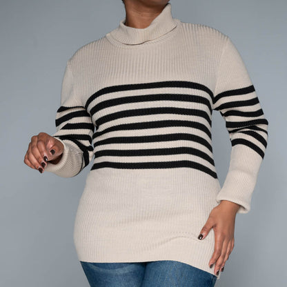 Stone Stripe  Poloneck Jumper