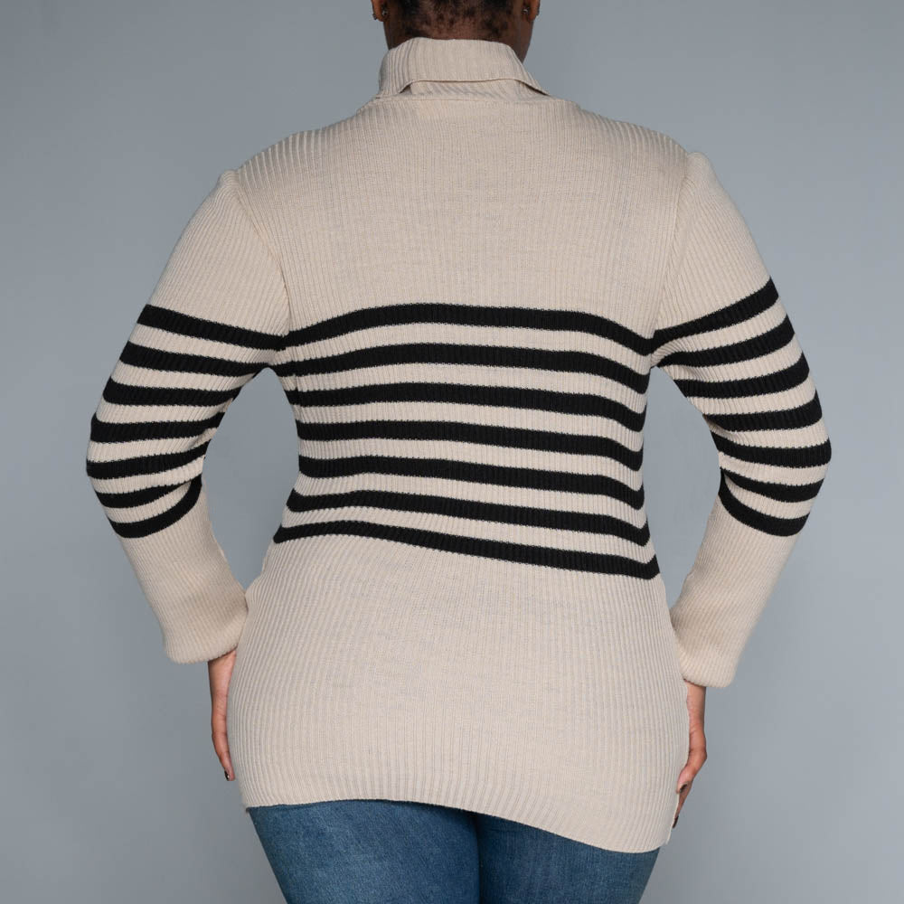 Stone Stripe  Poloneck Jumper