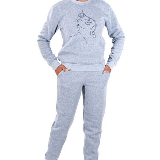 Spun Poly Grey Track Top And Pants Set