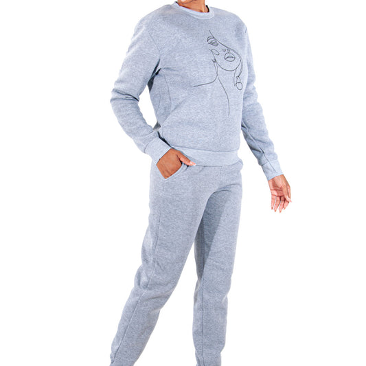 Spun Poly Grey Track Top And Pants Set