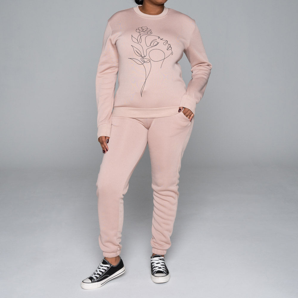 Spun Poly Camel Track Top And Pants Set
