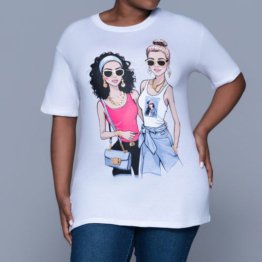 White Statement Print Oversized Tee