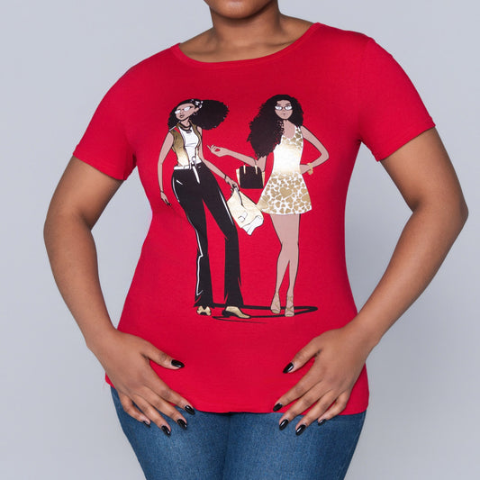 Red Handbag Print Top