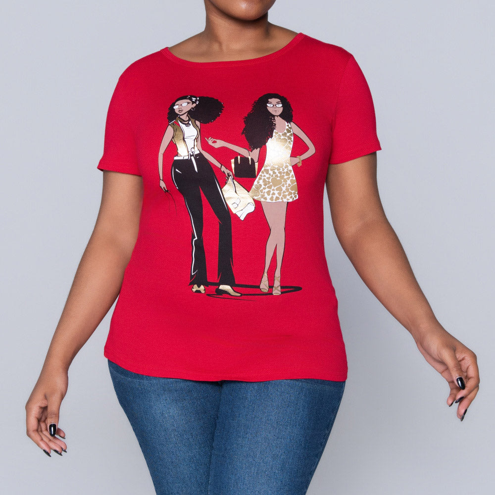 Red Handbag Print Top