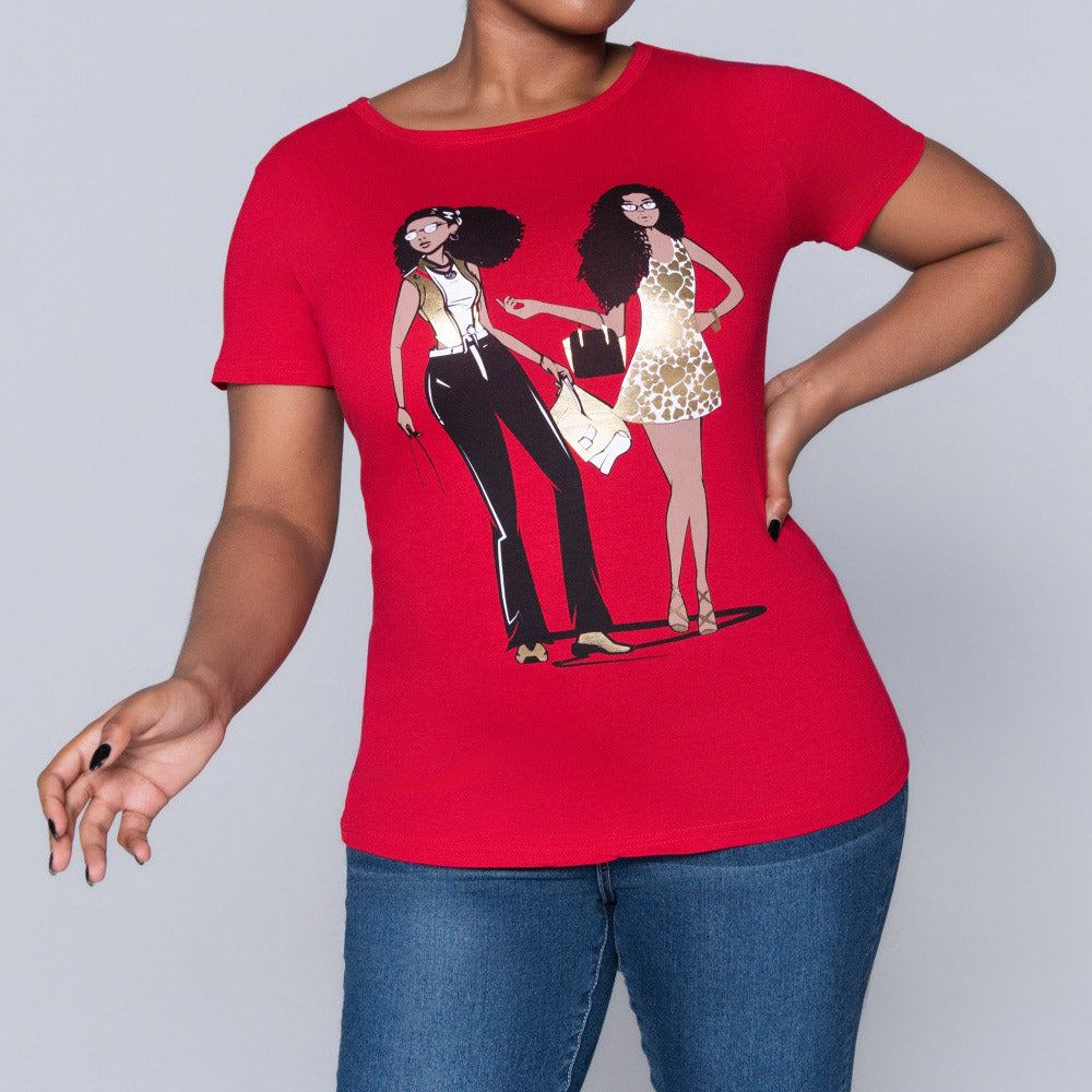 Red Handbag Print Top