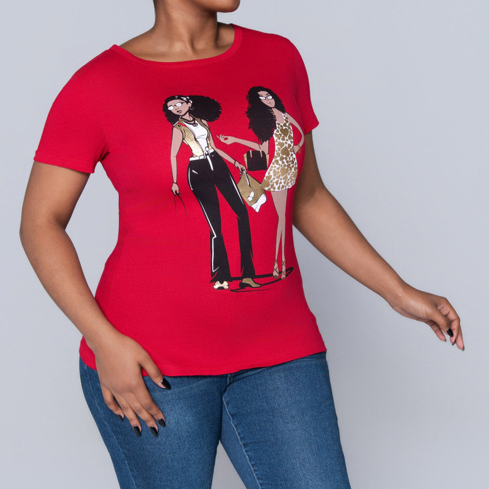 Red Handbag Print Top