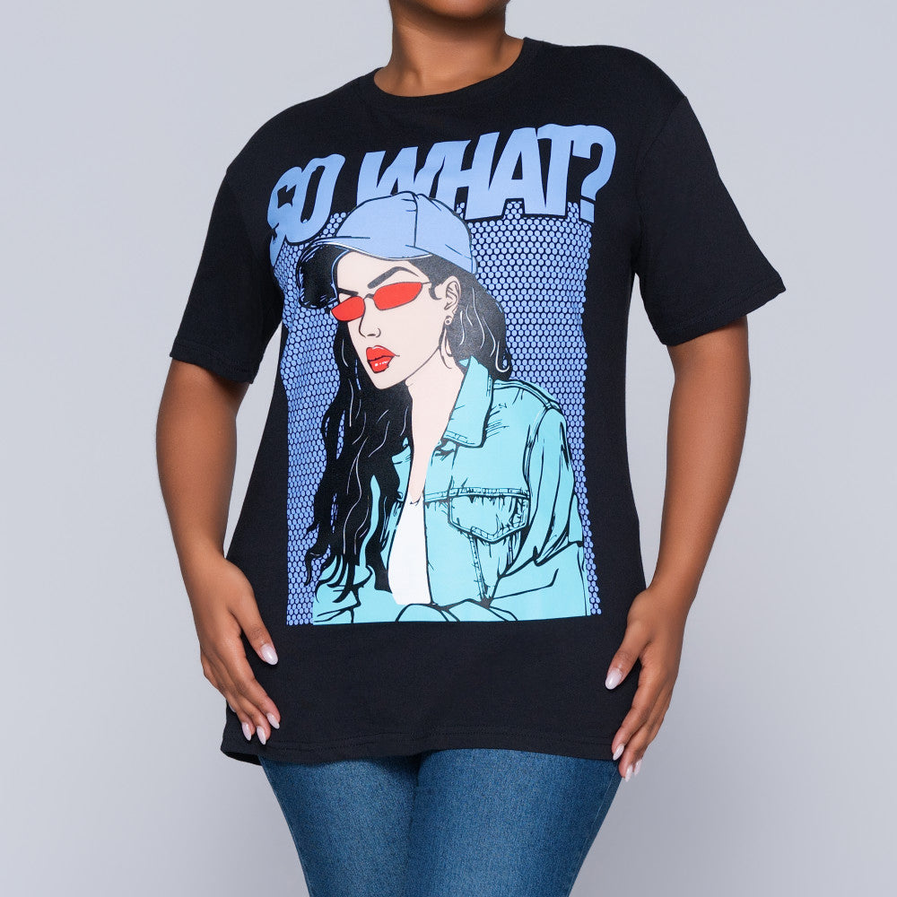 Black Oversized Printed Tee