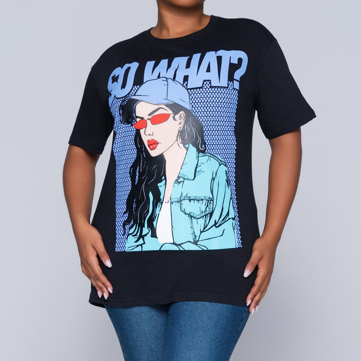 Black Oversized Printed Tee