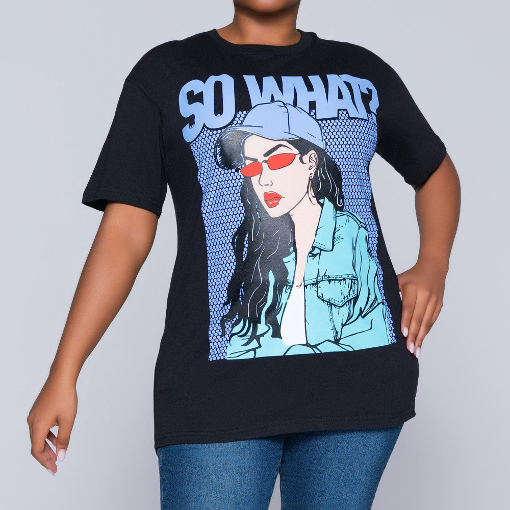 Black Oversized Printed Tee