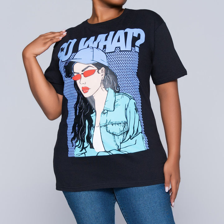 Black Oversized Printed Tee