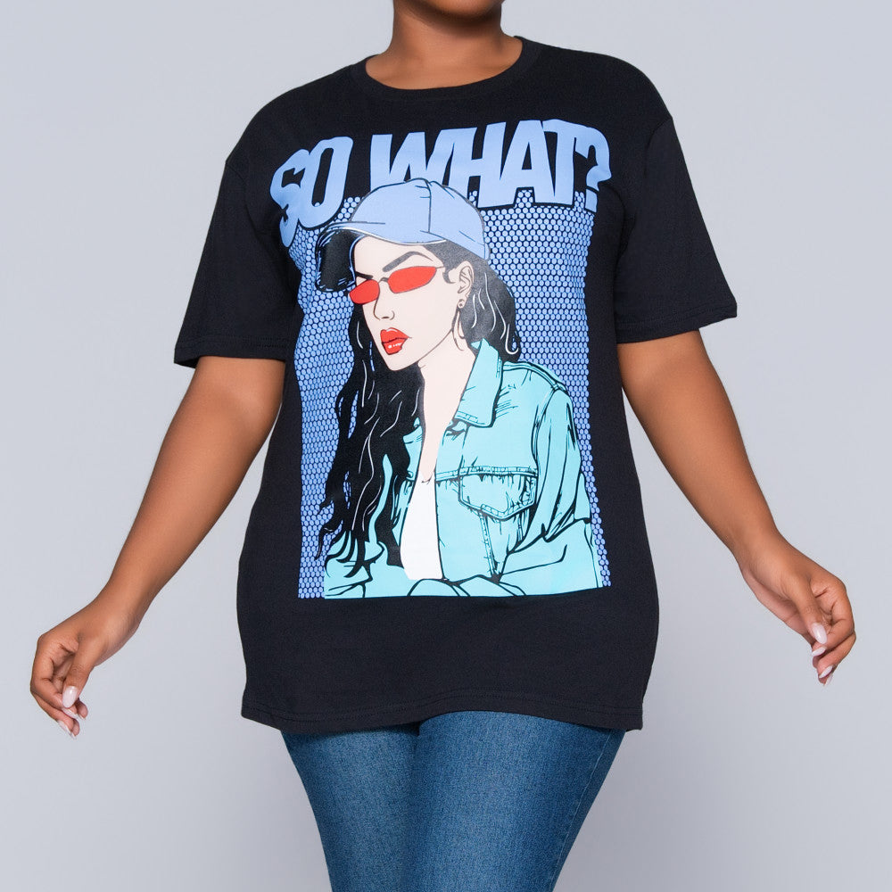 Black Oversized Printed Tee