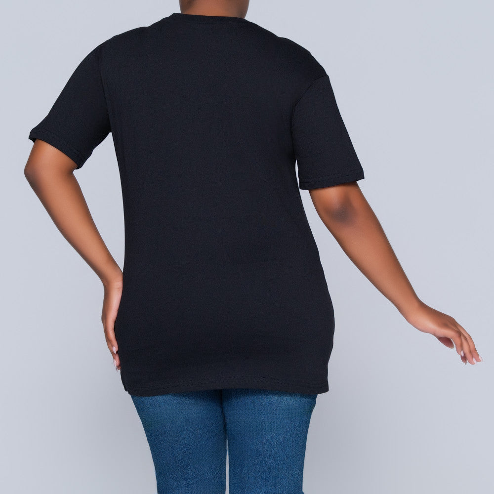 Black Oversized Printed Tee