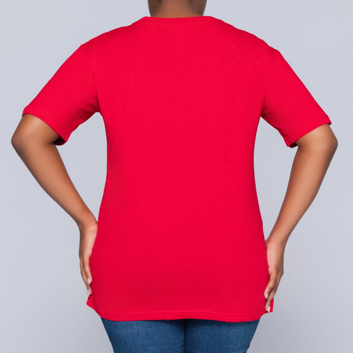 Red Oversized Printed Tee