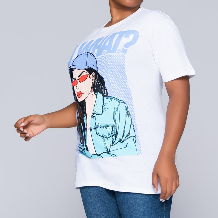 White Oversized Printed Tee