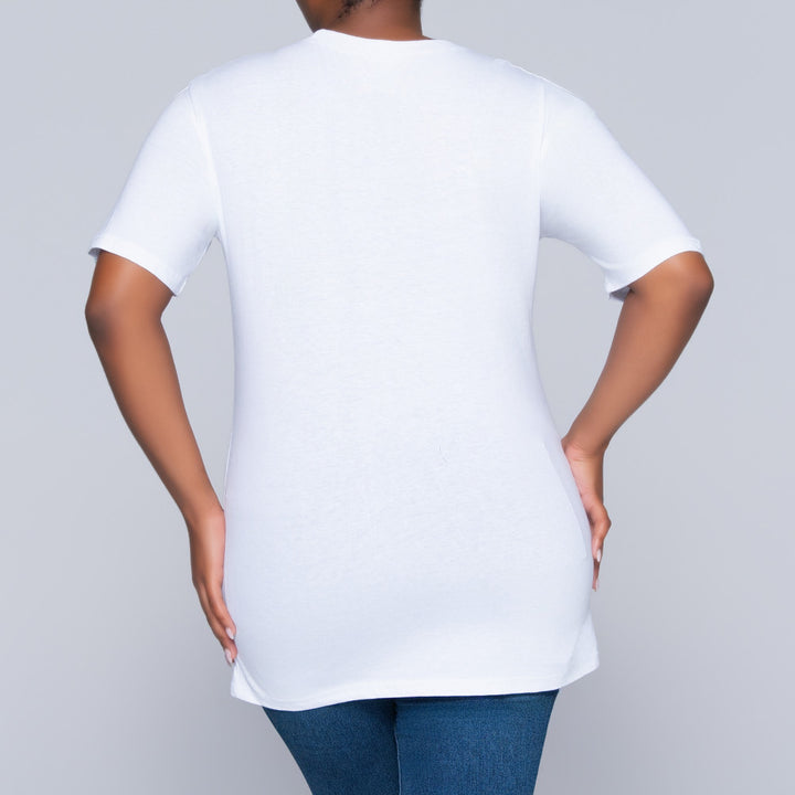 White Oversized Printed Tee