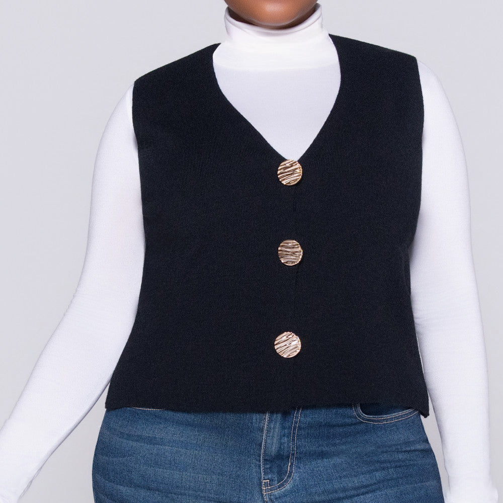 Black Sleeveless Knitted Top