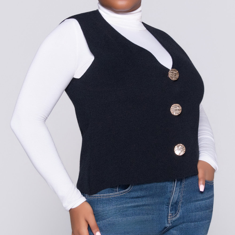 Black Sleeveless Knitted Top