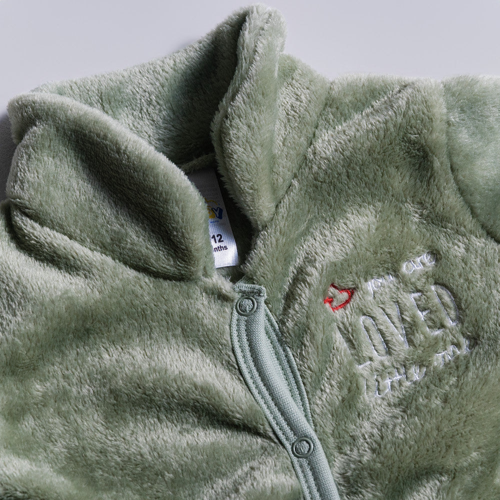 Sage Collar Edit Fleece  Babygrow/Sleepsuit ( Poppers)
