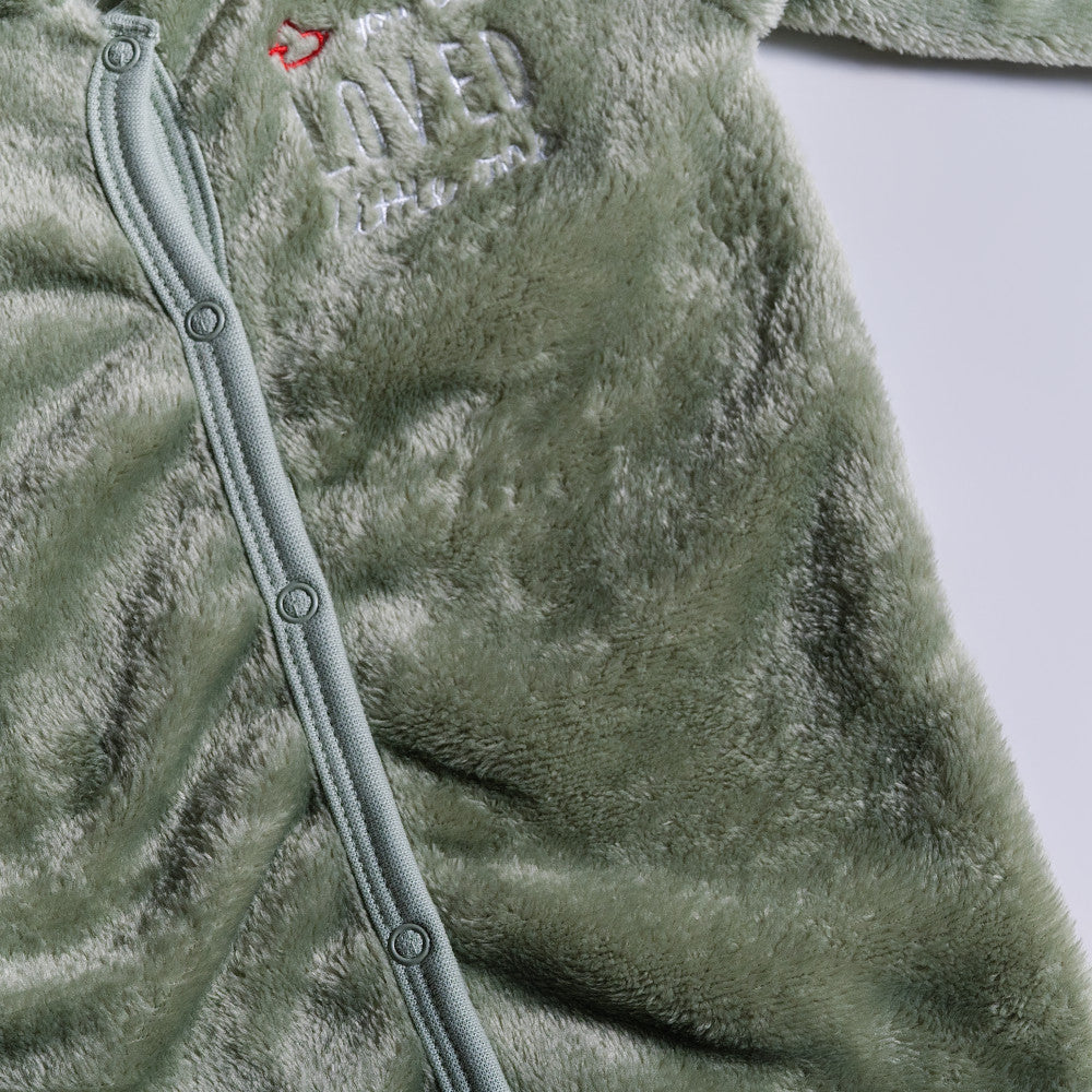 Sage Collar Edit Fleece  Babygrow/Sleepsuit ( Poppers)