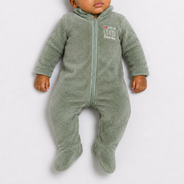 Sage Collar Edit Fleece  Babygrow/Sleepsuit ( Poppers)